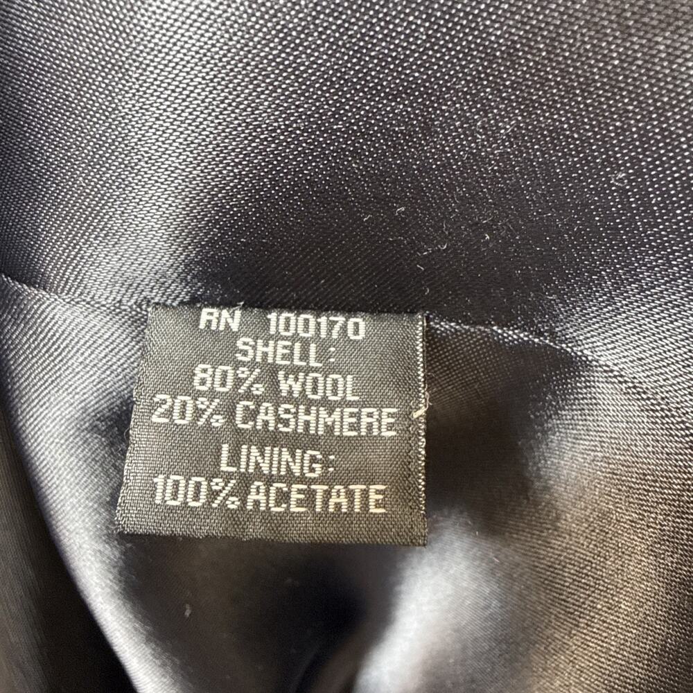 Halston Vintage Minimalist Black Wool Cashmere Overcoat Size 12 Long Coat - Picture 7 of 7